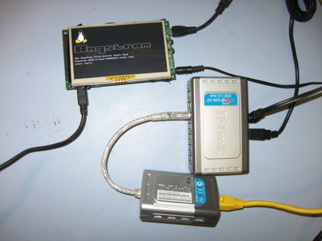 Typical USB-Ethernet connection through a USB hub.