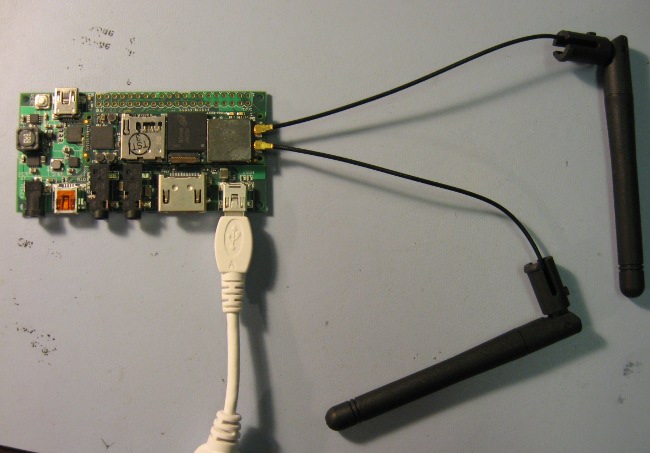 WIFI and BT antennas connected to Overo module